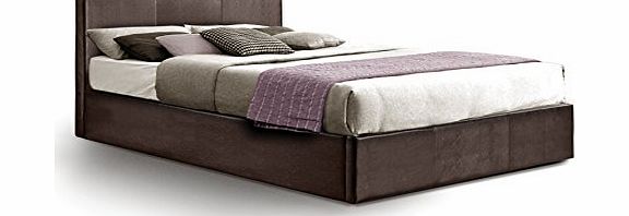 Otto-Garrison Ottoman King Storage Bed Upholstered in Faux Leather, 5 ft, Brown