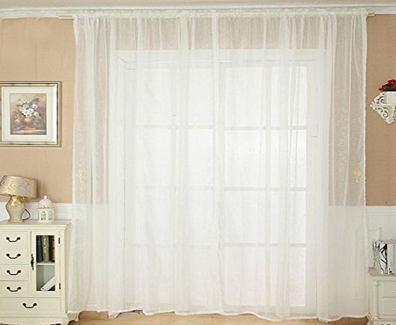 Ouneed Fashion Solid Color Tulle Door Window Curtain Drape Panel Sheer Scarf Valance (White)