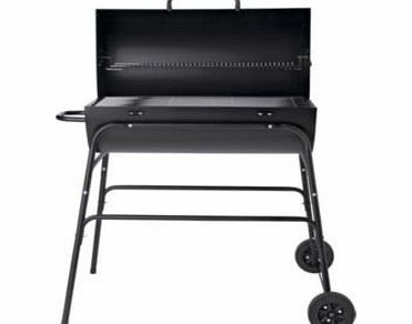 Oil Drum Smoker BBQ. Charcoal Fuelled. Wheeled. With Free Cover. Black. Steel.