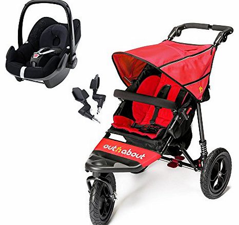 Out n About Nipper Single Red including Pebble Car Seat and Adapters
