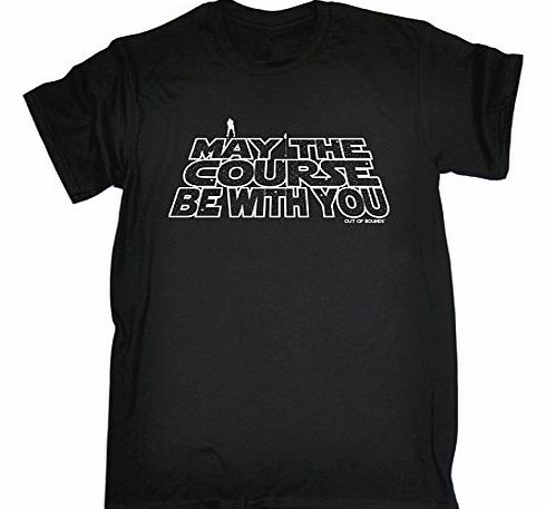 MAY THE COURSE BE WITH YOU - OUT OF BOUNDS (M - BLACK) NEW PREMIUM LOOSE FIT BAGGY T-SHIRT - slogan funny clothing joke novelty vintage retro t shirt top mens ladies womens girl boy men women tshirt t