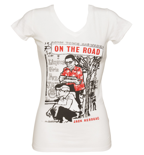 Out Of Print Ladies Cream On The Road By Jack Kerouak T-Shirt