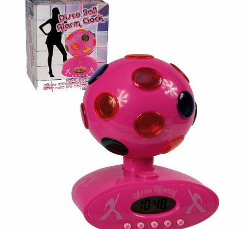 Novelty Pink Rotating Disco Ball Alarm Clock