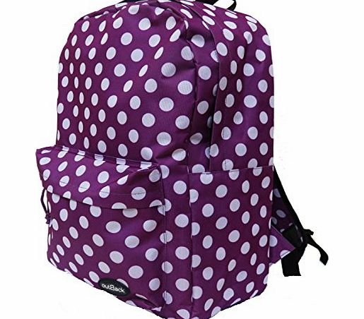 Outback Ladies Womens Girls Backpack Rucksack College Student School Travel Bag (Purple/Polka Dot)
