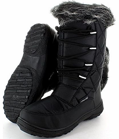 Outdoor Look Ladies Gale Faux Fur Fleece Lined Warm Winter Snow Boots Black