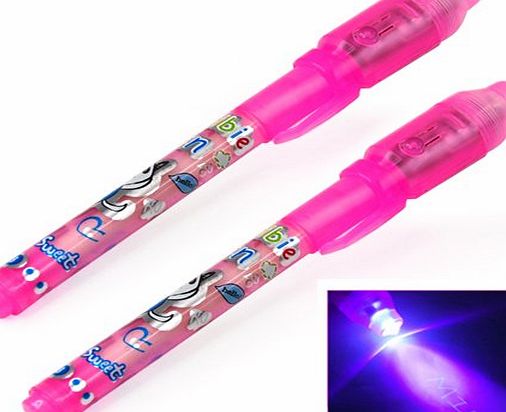 outdoortips 2Pcs UV Invisible Security Marker Permanent Pen   Built in Ultra Violet LED Light for Secret Messages