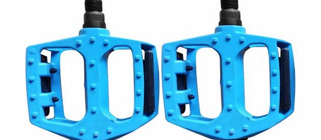 outdoortips  Multi-color Alloy Platform Pedals Mountain Bike BMX Cycle Anti-Slip Pedals (Blue)