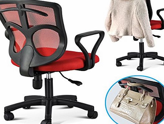 outdoortips  Multicolor Adjustable Swivel Office Desk Chair With Arms Fabric Mesh Seat Backrest (Q-Black)
