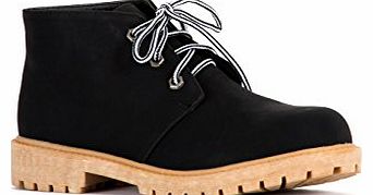 Outofgas Womens Ladies Casual Flat Suede Lace Up Desert Boots UK 3-8 UK 5 Black