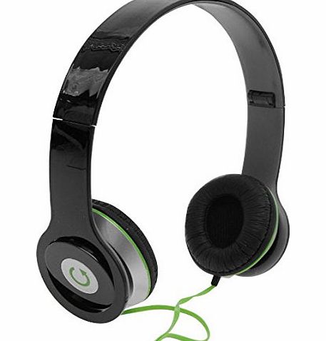 Output Deep Bass Foldable HD Headphones with Tangle free Cable (For iPhone, iPad, Ipod, Smartphone, Laptop and MP3) (Black/Green)