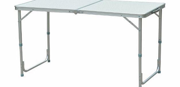 Outsunny Portable 4ft Folding Camping Picnic Table Party Field Kitchen Outdoor Garden BBQ Tradeshow Trestle Fair Stall Aluminum