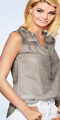 Mandarin V-Neck Blouse