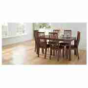Dining Table Dark with 6 Oxford Chairs Dark
