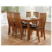 Dining Table Oak with 6 Oxford Chairs, Oak