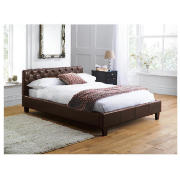 Double Faux Leather Bed, Dark Brown