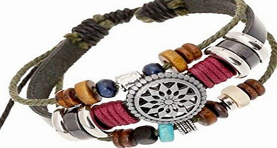 Oyedens Vintage Bohemia Beaded Multilayer Hand Woven Bracelet Snap Jewerly