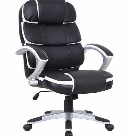 Oypla Luxury Designer Computer Office Chair - Black with White Accents