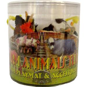 Ozbozz Tub Of Farm Animals With Playmat