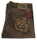 Dark Brown Stockholm Worn Effect Zip Fly Jeans - 32 Leg