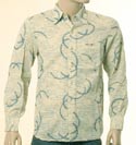 Mens Almond & Blue Long Sleeve Cotton Mix Shirt