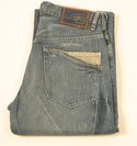 Mens Antique Worn Effect Zip Fly Jeans 34 Leg