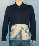 Mens Full Zip Navy Sweatshirt With Pattern On Pockets
