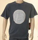 Mens Marine with Large Circular Printed Logo Cotton T-Shirt