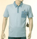 Mens Ozeki Sky Blue Short Sleeve Linen Mix Polo Shirt