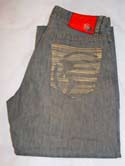 Mens Washed Blue & Beige Denim Zip Fly Jeans