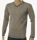 Ozeki Mid Grey & Black V-Neck Wool Mix Sweater
