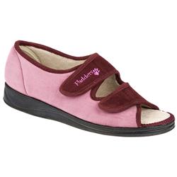 Female Pamela Textile Upper Textile Lining Comfort House Mules and Slippers in Beige Mix, Burgundy Mix