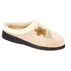 Female Simone Textile Upper Textile Lining Comfort House Mules and Slippers in Beige, Navy