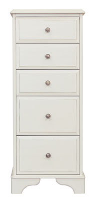 painted NARROW 5 DRAWER CHEST OF DRAWERS CHATEAU