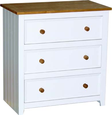 painted Pine 3 Drawer Chest of Drawers Capri Value