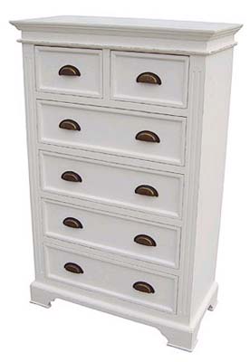 painted WHITE CHEST OF DRAWERS 2 OVER 4 KRISTINA