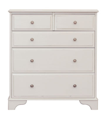 painted WIDE 2 OVER 3 DRAWER CHEST OF DRAWERS