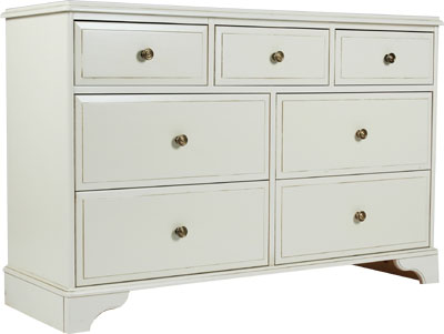 painted WIDE 3 OVER 4 DRAWER CHEST OF DRAWERS