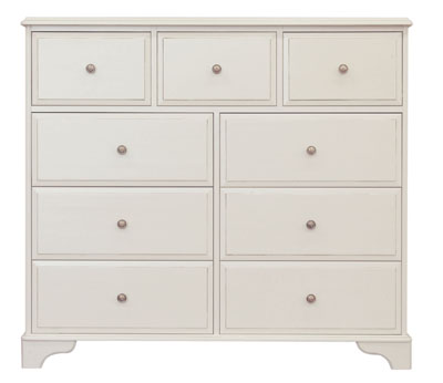 painted WIDE 9 DRAWER CHEST OF DRAWERS CHATEAU