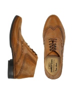 Brown Handmade Italian Leather Wingtip Ankle Boots