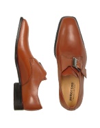 Pakerson Handmade Brown Italian Genuine Leather Monk Strap Shoes
