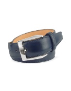 Pakerson Men` Blue Hand Painted Italian Leather Belt