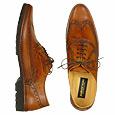 Pakerson Men` Brown Italian Hand Made Leather Wingtip Oxford Shoes
