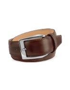 Pakerson Men` Coffee Brown Hand Painted Italian Leather Belt