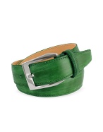 Pakerson Men` Green Hand Painted Italian Leather Belt