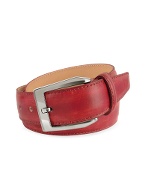Pakerson Men` Red Hand Painted Italian Leather Belt