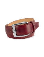 Pakerson Men` Wine Red Hand Painted Italian Leather Belt