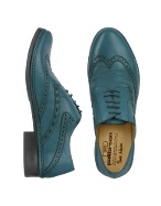 Petrol Blue Handmade Italian Leather Wingtip
