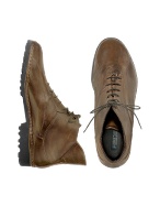 Pakerson Women` Dark Brown Genuine Italian Leather Lace-up Ankle Boots