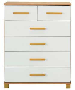Palermo 4 Wide 2 Narrow Drawer Chest - Ivory Oak