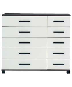 5 Wide 5 Narrow Drawer Chest - Ivory Wenge